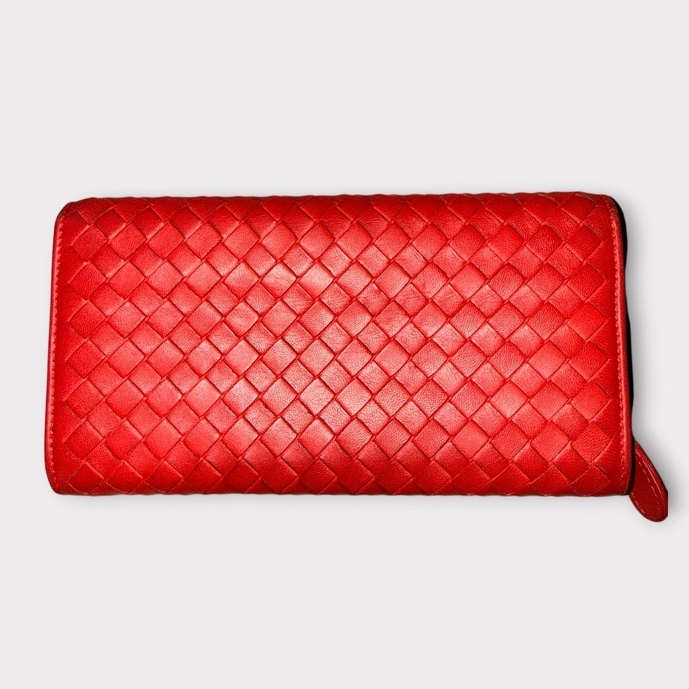 Bottega Veneta Red Intrecciato Woven Leather Continental Wallet (Authentic - Picture 11 of 16